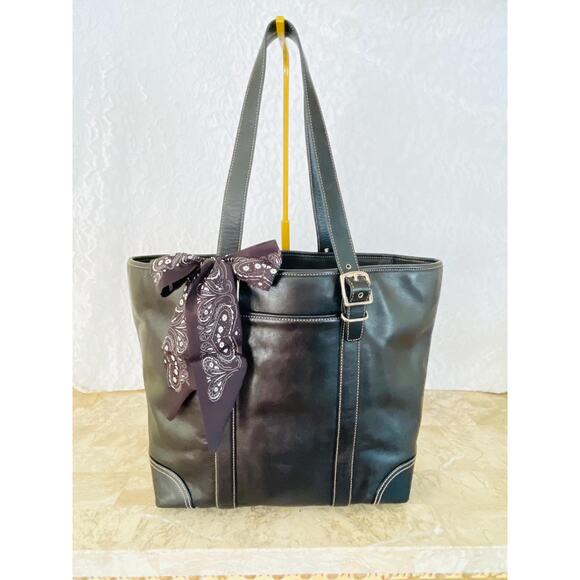 Coach TOte black leather tote SHoulder BAg 6491 - Picture 1 of 10